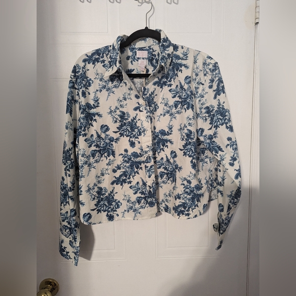 🏵️💚 Gap × LoveShackFancy Organic Cotton Cropped Shirt - Picture 8 of 10